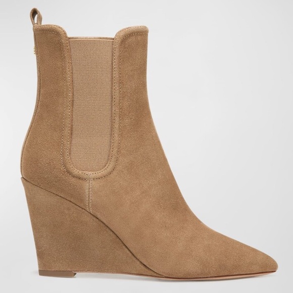 VERONICA BEARD Pointed Toe Wedge Iluska Bootie  Latte Suede 7 RETAIL $550 - Picture 3 of 15